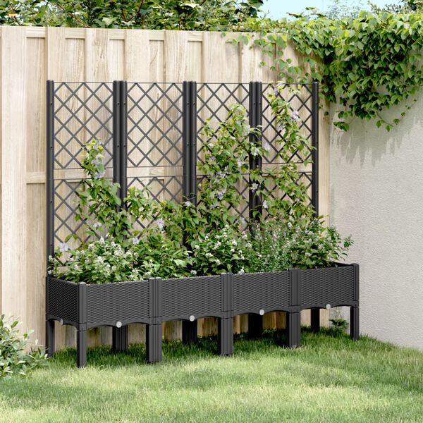 vidaXL Garden Planter Black Polypropylene 63 x 15.7 x 55.9 in Planters