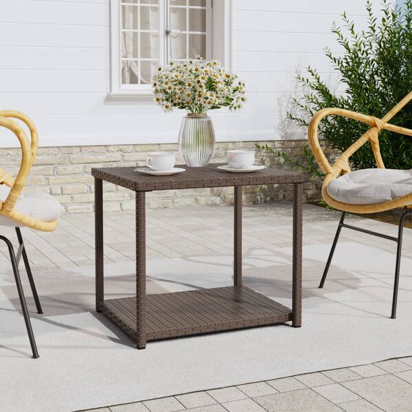 vidaXL Side Table Brown PE rattan 21.7x17.7x19.3 in Side Table