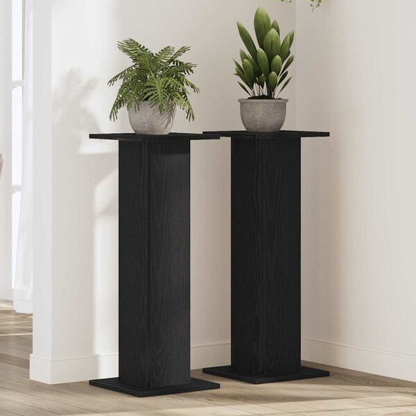 vidaXL Plant Stand 2 pcs Black Oak 11.81 x 11.81 x 31.50 in