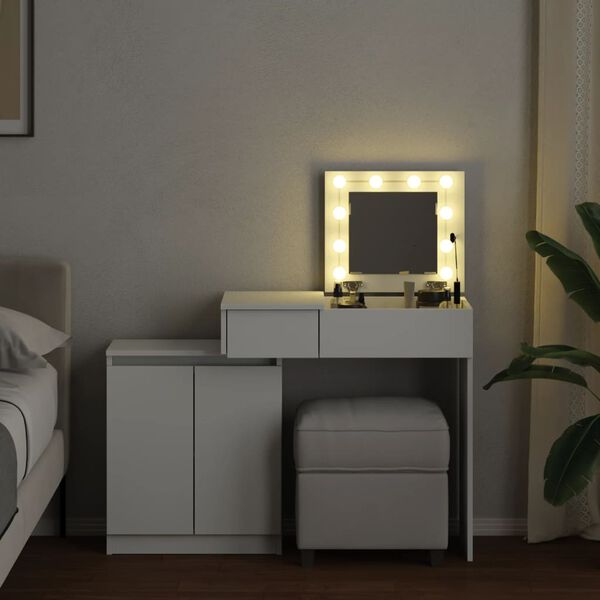 vidaXL Dressing Table White Engineered Wood, Glass Medium Dressing Table