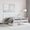 vidaXL Bed Frame White Powder-coated steel Double Bed Frame
