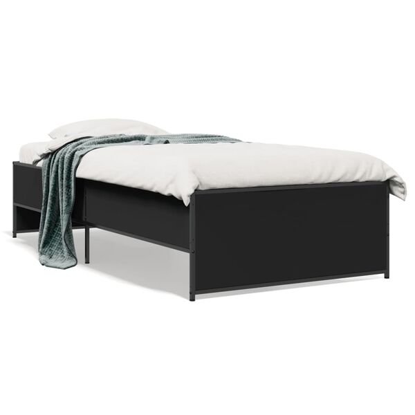 vidaXL Bed Frame Black Engineered wood Twin Durable Bed Frame