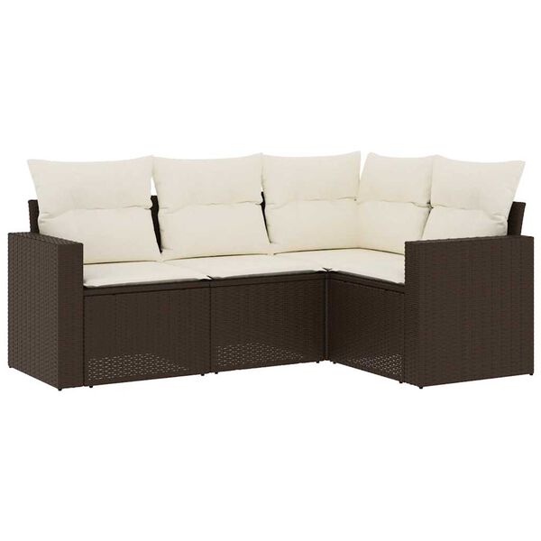 vidaXL Garden Sofa Set Brown, Cream White