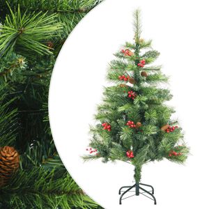 vidaXL Fake Hinged Christmas Tree Green PVC 59.1 in tall
