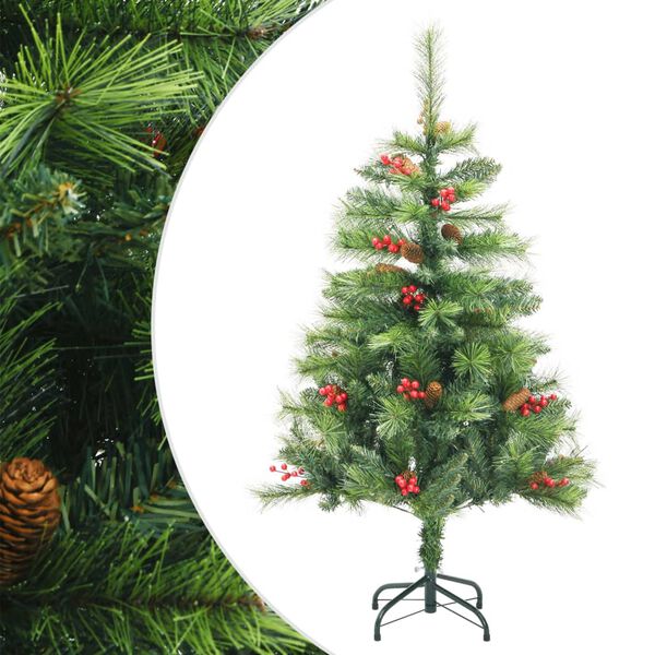 vidaXL Fake Hinged Christmas Tree Green PVC 59.1 in tall