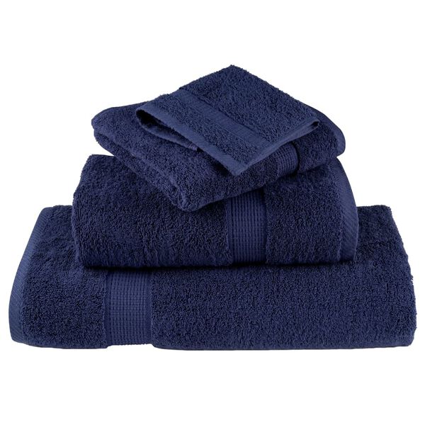 vidaXL Shower Towel Set of 10 Navy Blue 100% Cotton 27.6 x 55.1 in