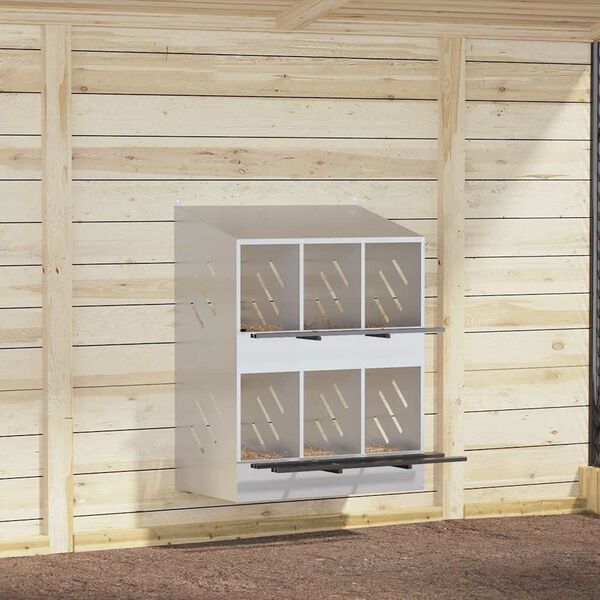 vidaXL Chicken Nesting Box Galvanized silver