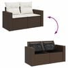 vidaXL Garden Sofa Set Brown PE rattan Large Adjustable Armrests