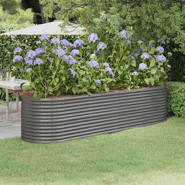 vidaXL Garden Raised Bed Grey Powder-coated steel Large Durable