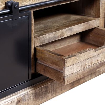 vidaXL TV Stand with 2 Sliding Doors Solid Wood Mango 43.3"x11.8"x17.7"