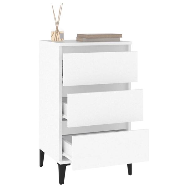 vidaXL Nightstand White Engineered wood, metal Medium Nightstand