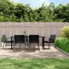 vidaXL 7 Piece Patio Dining Set with Cushions Poly Rattan and Steel