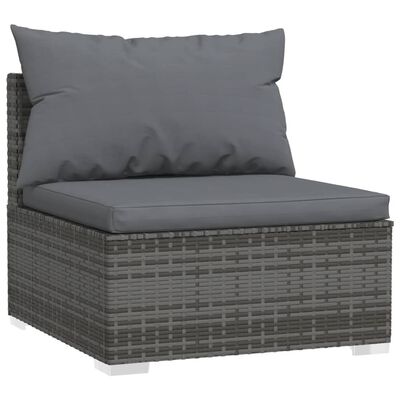 vidaXL Patio Furniture Set 2 Piece with Cushions Poly Rattan Gray