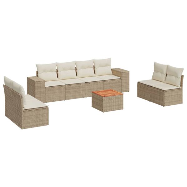 vidaXL Garden Sofa Set Beige Poly Rattan Large Modular Garden Sofa Set