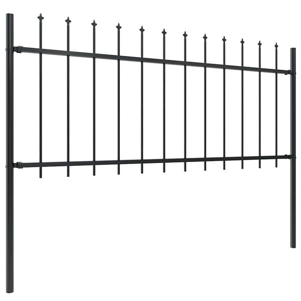 vidaXL Garden Fence with Spear Top Steel 631.3"x31.5" Black