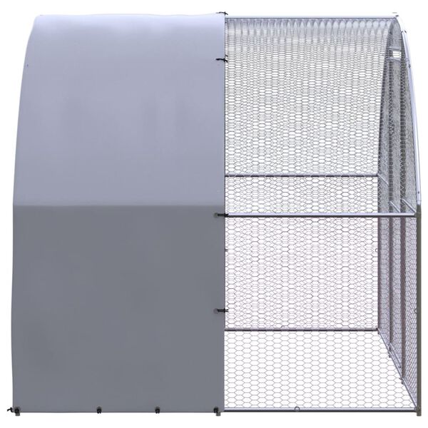vidaXL Chicken Coop Silver and gray Galvanized steel, Polyethylene Large