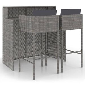 vidaXL Garden Bar Set Grey, Dark Grey PE rattan, powder-coated steel Large