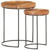 vidaXL Coffee Table Brown and black Solid Acacia wood Small and Medium