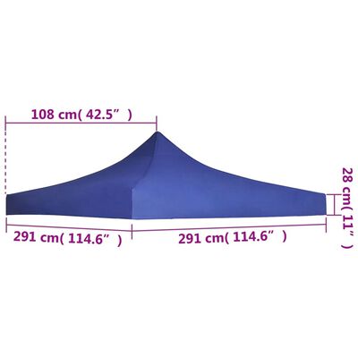 vidaXL Party Tent Roof 9.8'x9.8' Blue