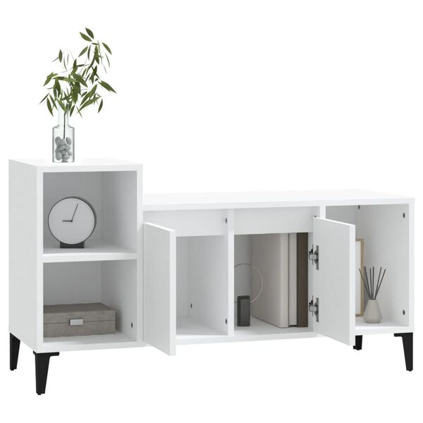 vidaXL TV Cabinet White Engineered wood, iron Medium TV Cabinet
