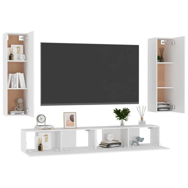vidaXL TV Cabinet White Engineered wood Compact TV Cabinet Rectangular