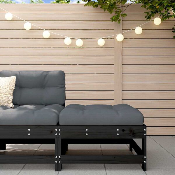 vidaXL Garden Footstool Black Solid pine wood 23.6 x 23.6 x 12.6 in