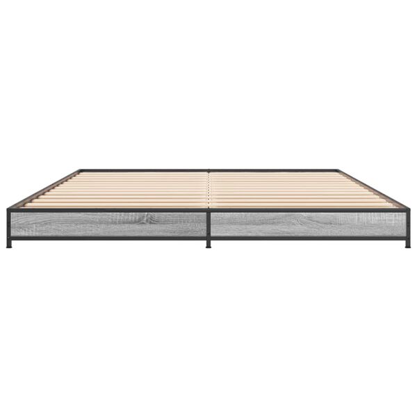 vidaXL Bed Frame Grey Sonoma Engineered wood, Steel Double Durable
