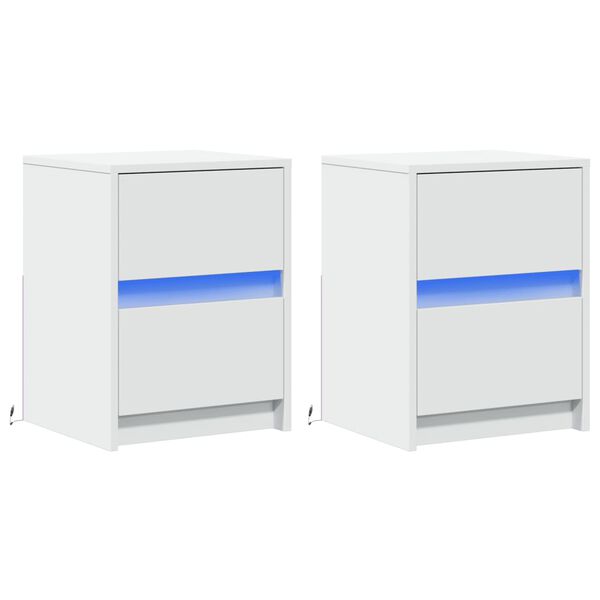 vidaXL Bedside Cabinet Set of 2 White Engineered wood Compact