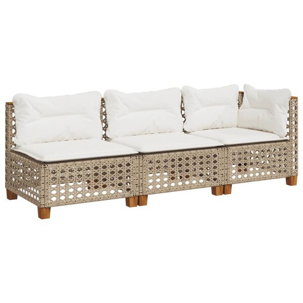 vidaXL Garden Sofa Set of 3 Beige