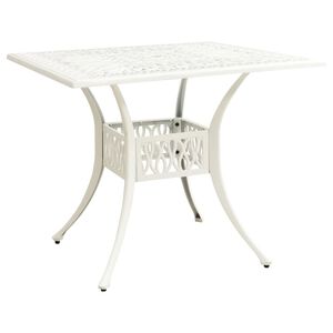 vidaXL Garden Table White Cast Aluminum Standard Decorative Inlays