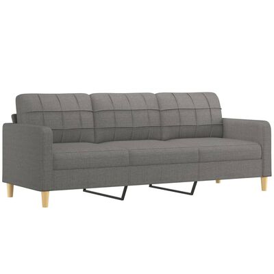 vidaXL 3-Seater Sofa with Pillows&Cushions Dark Gray 82.7" Fabric
