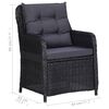 vidaXL Dining Set Black,Rattan,Dark Grey,Wood
