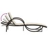 vidaXL Sun Lounger Brown Frame, Cream White Cushions