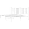 vidaXL Bed Frame White Powder-coated Steel Double Bed Frame