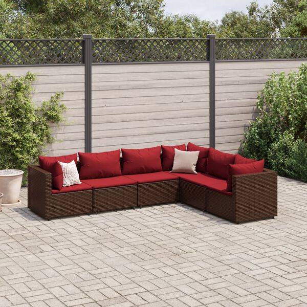 vidaXL Patio Lounge Set Brown, Cinnamon Red