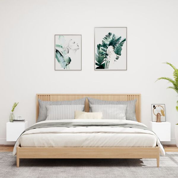 vidaXL TV Wall Cabinet Set of 2 White Engineered wood