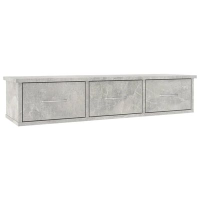 Vidaxl Wall Mounted Drawer Shelf Concrete Gray 34 6 X10 2 X7 3 Chipboard Com - Grey Wall Shelf With Drawers