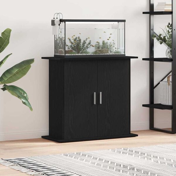 vidaXL Aquarium Stand Black Oak Engineered wood 31.9 x 14.2 x 28.7 in