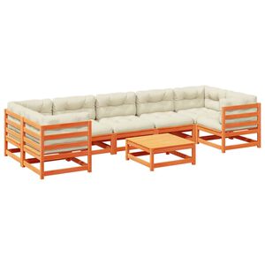 vidaXL Garden Sofa Set Wax brown Solid pine wood Large Breathable Design