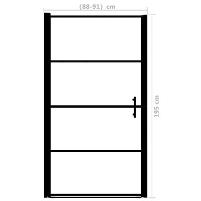vidaXL Shower Door Frost Tempered Glass 35.8"x76.8" Black