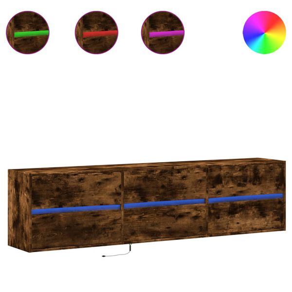 vidaXL TV Wall Cabinet Smoked oak Engineered wood Large TV Wall Cabinet