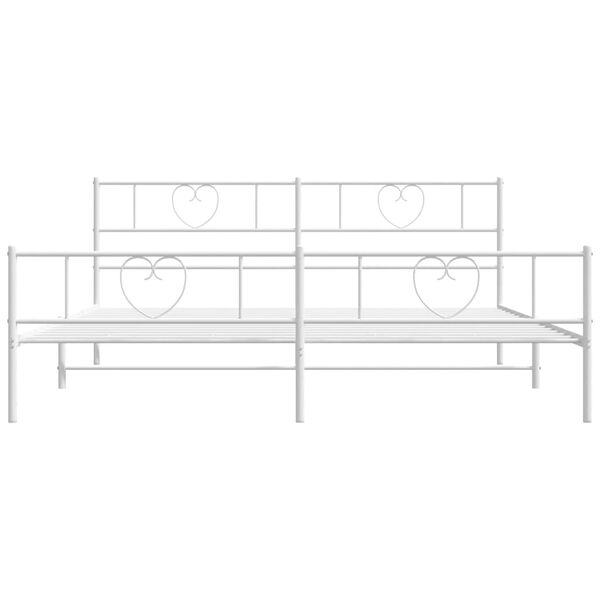 vidaXL Bed Frame White Powder-Coated Steel 79 x 79 in Bed Frame