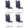 vidaXL Dining Chair Set of 4 Black Faux leather, chrome-plated steel