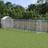vidaXL Outdoor Dog Kennel Silver Galvanized Steel, Polyethylene Large