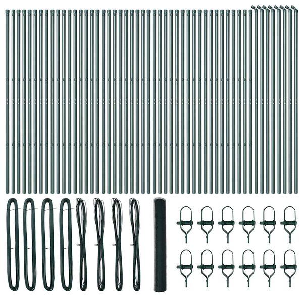 vidaXL Fence Post Green 328.08 x 3.28 ft (0.51 in mesh) Steel and PVC
