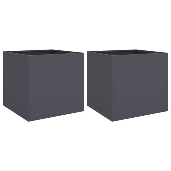 vidaXL Planter Set of 2 Anthracite Cold-rolled steel Medium