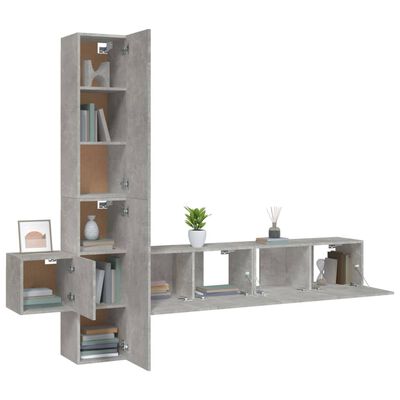 vidaXL 5 Piece TV Stand Set Concrete Gray Engineered Wood