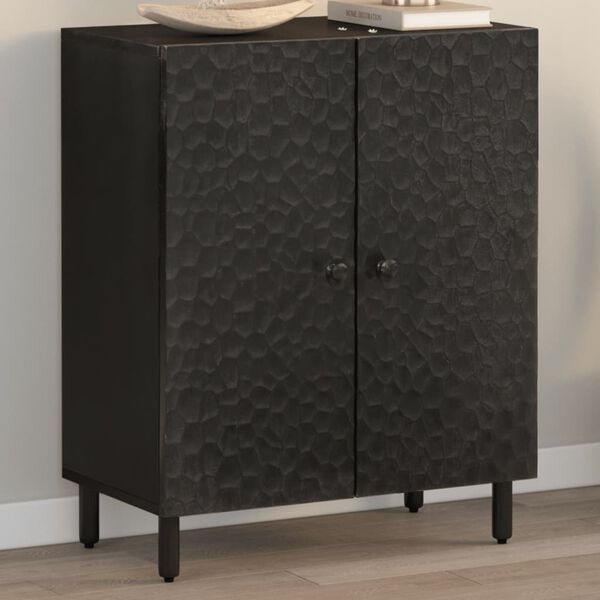 vidaXL Side Cabinet Black Solid Mango Wood, Engineered Wood, Iron