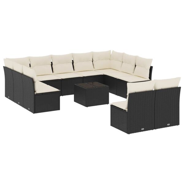 vidaXL Garden Sofa Set Black, Cream White