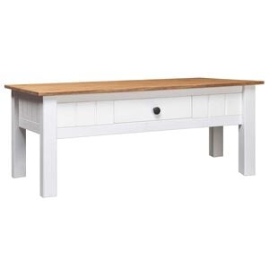 vidaXL Coffee Table White & natural wood Solid Pine Wood Storage